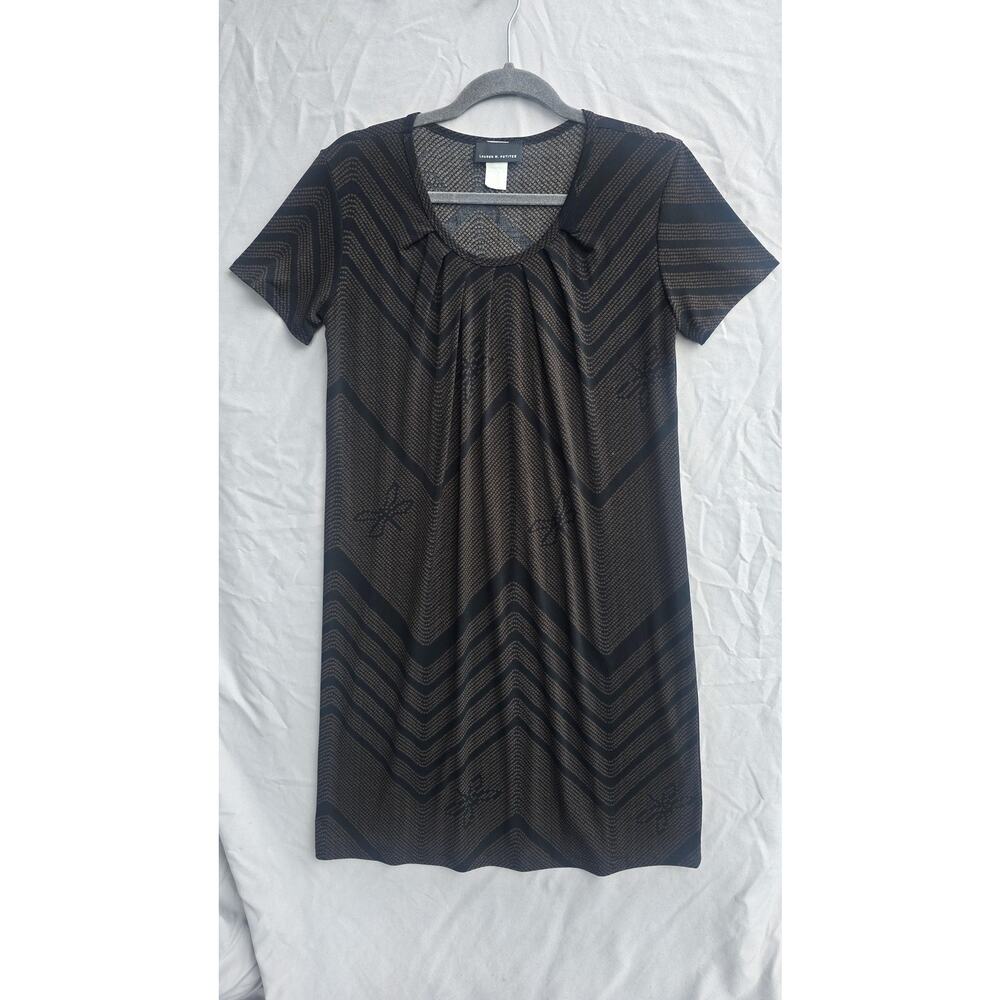 Lauren M. Hawaii Petite Dress Women Petite Medium Black Chevron Scoop Neck Shift
